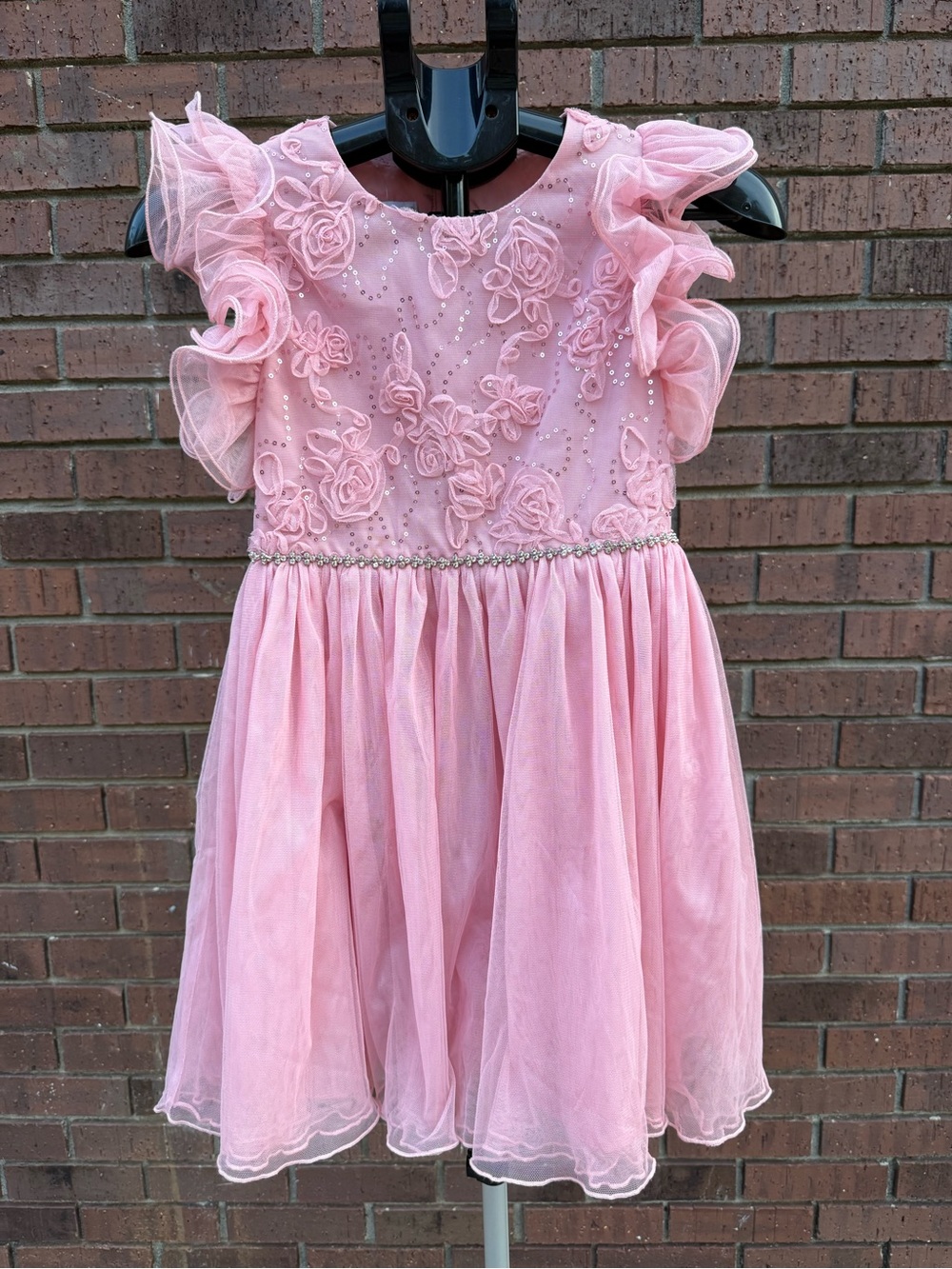 Bonnie Jean Girls Pink Tulle Dress Sz 10 Flower Girl Easter Formal Party Wedding